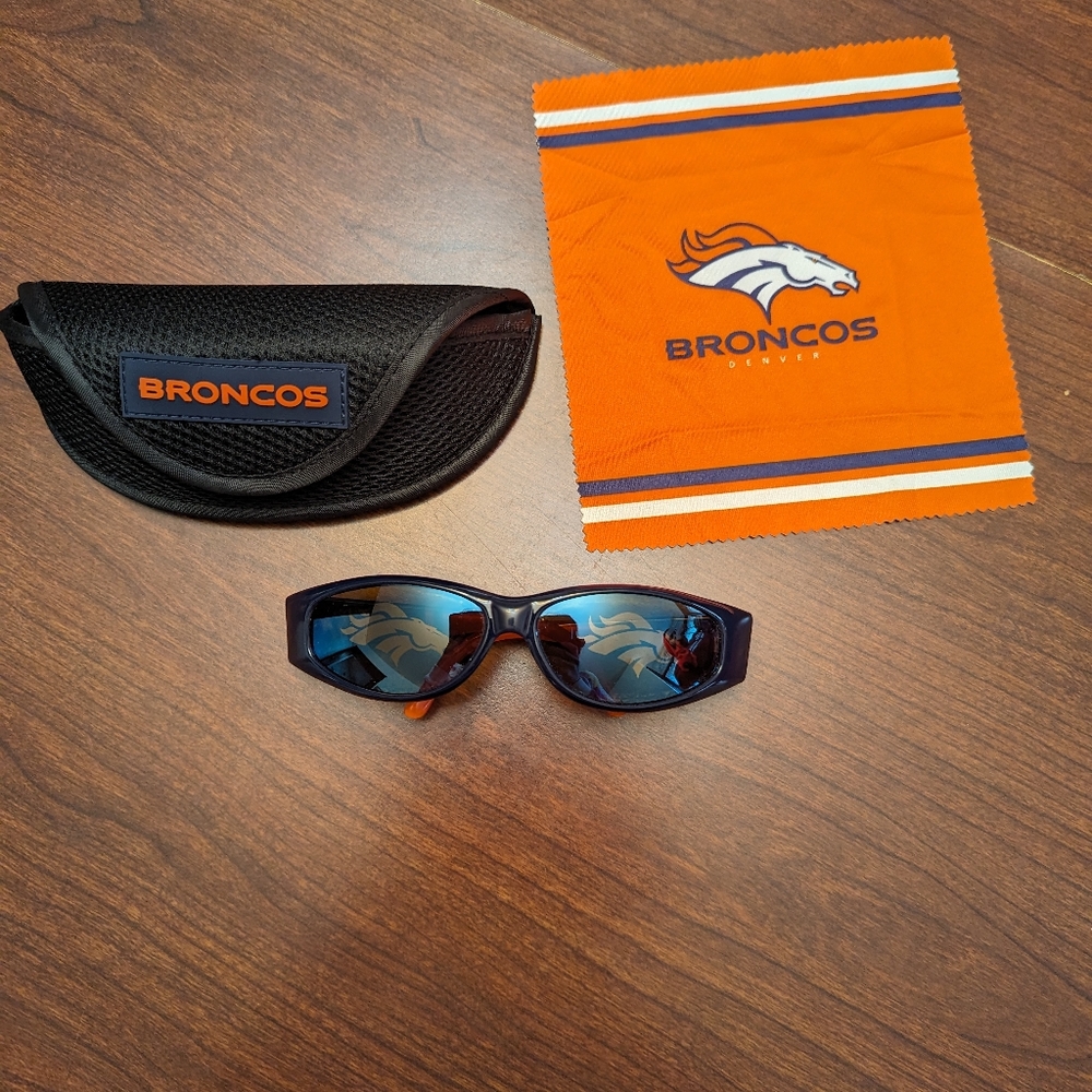 NFL Broncos Black & Orange Sunglasses with Case and Cleaning Cloth